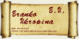 Branko Ukropina vizit kartica